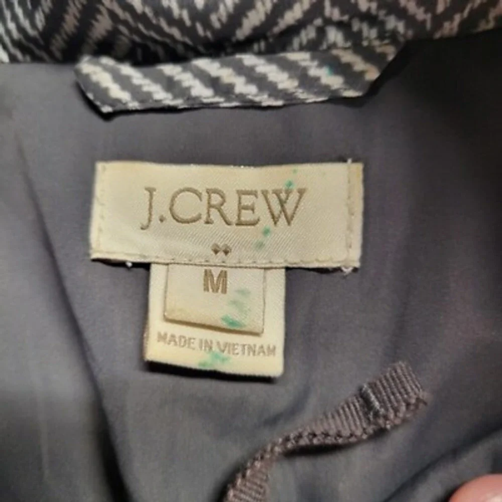 J.Crew Excursion‎ Quilted Down Vest Grey Herringbone Puffer Style Womens Medium